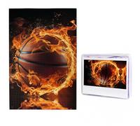 Puzzles 1000 Pieces Personalized Wooden Puzzle Basketball on fire Jigsaw Puzzles for Adults Photos Picture Puzzle for Family Wedding Christmas Anniversay Birthday Gifts