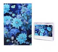 Puzzles 1000 Pieces Personalized Wooden Puzzle Beautiful blue flowers Jigsaw Puzzles for Adults Photos Picture Puzzle for Family Wedding Christmas Anniversay Birthday Gifts