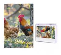 Puzzles 1000 Pieces Personalized Wooden Puzzle Beautiful Rooster Hen Jigsaw Puzzles for Adults Photos Picture Puzzle for Family Wedding Christmas Anniversay Birthday Gifts
