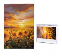 Puzzles 1000 Pieces Personalized Wooden Puzzle Beautiful Sunflower Field Sunset Jigsaw Puzzles for Adults Photos Picture Puzzle for Family Wedding Christmas Anniversay Birthday Gifts