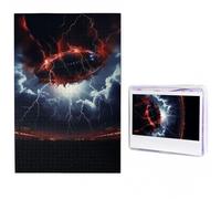 Puzzles 1000 Pieces Personalized Wooden Puzzle Lightning under football Jigsaw Puzzles for Adults Photos Picture Puzzle for Family Wedding Christmas Anniversay Birthday Gifts
