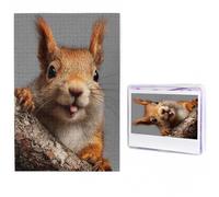 Puzzles 1000 Pieces Personalized Wooden Puzzle Squirrel Funny Animal Jigsaw Puzzles for Adults Photos Picture Puzzle for Family Wedding Christmas Anniversay Birthday Gifts