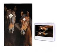Puzzles 1000 Pieces Personalized Wooden Puzzle Two horses standing Jigsaw Puzzles for Adults Photos Picture Puzzle for Family Wedding Christmas Anniversay Birthday Gifts