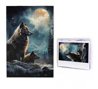 Puzzles 1000 Pieces Personalized Wooden Puzzle Two Wolves Jigsaw Puzzles for Adults Photos Picture Puzzle for Family Wedding Christmas Anniversay Birthday Gifts