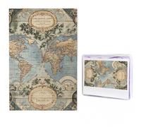 Puzzles 1000 Pieces Personalized Wooden Puzzle Vintage Old World Map Jigsaw Puzzles for Adults Photos Picture Puzzle for Family Wedding Christmas Anniversay Birthday Gifts