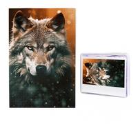 Puzzles 1000 Pieces Personalized Wooden Puzzle Wolf in the forest at night Jigsaw Puzzles for Adults Photos Picture Puzzle for Family Wedding Christmas Anniversay Birthday Gifts