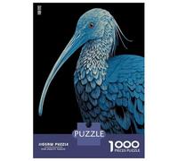 Puzzles 1000 Pièces Pour Adolescents Blue Ibis Illustration on Black Background Puzzle Jouet Décoration Murale Vacances À La Maison Cadeaux Pour Les Amis Et La Famille 38x26cm/1000pcs
