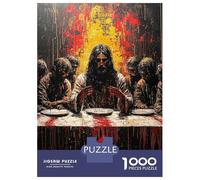 Puzzles 1000 Pièces Pour Adolescents Expressionist The Last Supper - Bold Contemporary Art Reinterpretation Puzzle Jouet Décoration Murale Vacances À La Maison Cadeaux Pour Les Amis Et La Famille 70x5