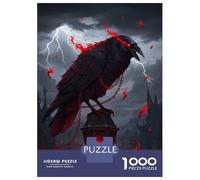 Puzzles 1000 Pièces Pour Adolescents Fiery Raven on A Lamp Puzzle Jouet Décoration Murale Vacances À La Maison Cadeaux Pour Les Amis Et La Famille 70x50cm/1000pcs