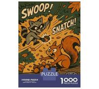 Puzzles 1000 Pièces Pour Adolescents Raccoon Vs Squirrel Acorn Heist Puzzle Jouet Décoration Murale Vacances À La Maison Cadeaux Pour Les Amis Et La Famille 52x38cm/1000pcs