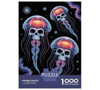 Puzzles 1000 Pièces Pour Adolescents Skull Jellyfish in Space Puzzle Jouet Décoration Murale Vacances À La Maison Cadeaux Pour Les Amis Et La Famille 70x50cm/1000pcs