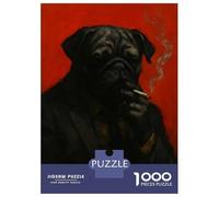 Puzzles 1000 Pièces Pour Adolescents Smoking Pug Portrait Puzzles Pour Adolescents, Jouets Anti-stress, Difficile, Excellent Cadeau Pour Les Jeux 70x50cm/1000pcs