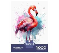 Puzzles 1000 Pièces Pour Adolescents Watercolor Flamingo Bird Puzzles Pour Adolescents, Jouets Anti-stress, Difficile, Excellent Cadeau Pour Les Jeux 38x26cm/1000pcs