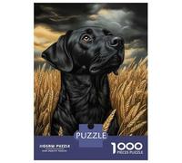 Puzzles 1000 Pièces Pour Adultes Black Lab in Wheat Field Puzzle Adulte Jeux De Société Pour S'amuser En Famille Cadeau D'anniversaire, Cadeaux, 52x38cm/1000pcs