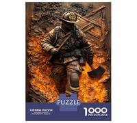 Puzzles 1000 Pièces Pour Adultes Firefighter Fireman Flame Puzzles Pour Adultes, Jouet, Décoration Murale, Amusant Et Humoristique, Idéal Pour Stimuler Le Cerveau 70x50cm/1000pcs