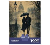 Puzzles 1000 Pièces Pour Adultes Romantic Rainy Walk - Charcoal Style Puzzles Pour Adultes, Jeux Amusants, Une Œuvre D'art, Une Offre À Offrir À Toute La Famille 52x38cm/1000pcs