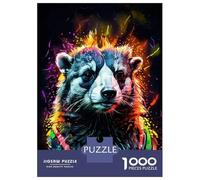 Puzzles 1000 Pièces Raccoon in Neon Colors Puzzle Adulte, Jeu De Réflexion, Analyse Et Logique, Cadeaux De Noël Et D'anniversaire 52x38cm/1000pcs