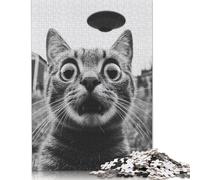 Puzzles 1000 Pieces Selfie Cat And UFO Jigsaw Puzzle Adults Puzzles Difficulty Puzzles Puzzle Education Games Toys Family Decoration 1000pcs (75x50cm)