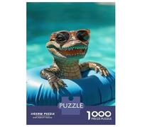 Puzzles 1000 Pièces Smiling Alligator in Pool Puzzle Adulte, Jeu De Réflexion, Analyse Et Logique, Cadeaux De Noël Et D'anniversaire 70x50cm/1000pcs