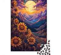 Puzzles 1000 Pieces Sunflowers Among Mountains And Moon Jigsaw Puzzle Adults Puzzles Difficulty Puzzles Education Games Toys Family Decoration 1000pcs (75x50cm)
