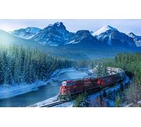 Puzzles 1000 Pieces Train Landscape Mountains Snow Peaks Forest Railroad River Canadian Rockies 75 * 50Cm