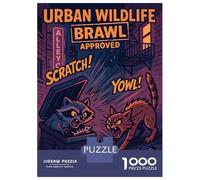 Puzzles 1000 Pièces Urban Wildlife Brawl Cartoon Illustration Puzzle Adulte, Jeu De Réflexion, Analyse Et Logique, Cadeaux De Noël Et D'anniversaire 52x38cm/1000pcs