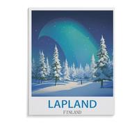 Puzzles 1000 Stück Holz Montage Bild,Vintage-Reiseplakat Lappland Finnland,Erwachsene Spiele Lernspielzeug(75x50cm)-C26