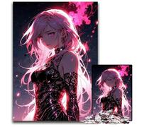 Puzzles 1000Pieces for Adults Anime Girl with Pink Hair Impossible Jigsaw Puzzles for Adults Family Activity Brain Teaser Home Decor 1000 PCS(75x50cm)