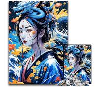 Puzzles 1000Pieces for Adults Geisha Dragon Japan Impossible Jigsaw Puzzles for Adults Family Activity Brain Teaser Home Decor 1000 PCS(38x26cm)