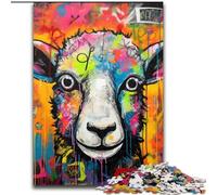 Puzzles 1000Pieces for Adults Graffiti Painting Sheep Jigsaw Puzzles for Adults 1000Piece Challenging Brain Teaser for Teenagers, Perfect for Home Decor Or Gift (Size 26x38 cm)