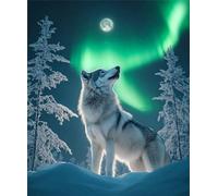 Puzzles 120 Pieces for Adults,9.8x7.9 inch Jigsaw puzzles for adults Challenging Educational Games Home Decoration Puzzle Theme: Aurora Winter Dog