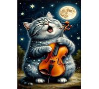 Puzzles 120 Pieces for Adults Cat Violin Moon, Puzzle Games for Adults, Educational Game Decompression, Puzzle for Adult 120 Home Decors Family Challenge Toys for Men Women Elders Seniors