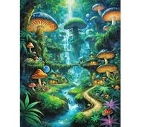 Puzzles 120 Pieces for Adults Colourful Jigsaw puzzles for adults, 120 Piece Challenging & Brainteasing Jigsaws Beautiful Decoration Puzzle, Theme:Green Mushroom River