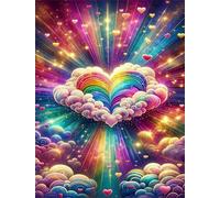 Puzzles 120 Pieces for Adults jigsaw puzzles for adults 120 Piece Educational Challenge Games Decoration puzzle - Rainbow Heart Clouds