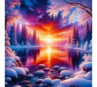 Puzzles 120 pieces for Adults jigsaw puzzles for adults 120 Piece Educational Challenge Puzzle for adults,Educational Games Decoration puzzle Winter Sunset Lake