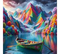Puzzles 120 Pieces for Adults jigsaw puzzles for adults 120 Piece Educational Challenge Puzzle for adult kids,Educational Games Decoration puzzle Colorful Mountain Boat