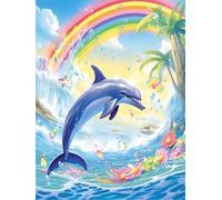 Puzzles 1200 Pieces for Adults Colourful Jigsaw puzzles for adults, 1200 Piece Challenging & Brainteasing Jigsaws Beautiful Decoration Puzzle, Theme:Rainbow Dolphin
