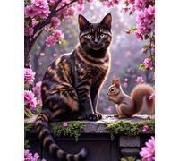 Puzzles 150 Pieces for Adults,13.8x9.8 inch Jigsaw puzzles for adults Challenging Educational Games Home Decoration Puzzle Theme: Flower Tree Cat Squirrel