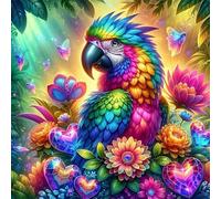 Puzzles 150 Pieces for Adults,25.6x25.6 Inch Jigsaw puzzles for adults Challenging Educational Games Home Decoration Puzzle Theme:Colorful Flowers Parrot
