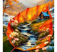 Puzzles 150 Pieces for Adults,25.6x25.6 Inch Jigsaw puzzles for adults Challenging Educational Games Home Decoration Puzzle Theme:Leaf Cottage River