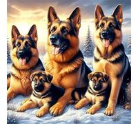 Puzzles 150 Pieces for Adults,25.6x25.6 Inch Jigsaw puzzles for adults Challenging Educational Games Home Decoration Puzzle Theme:German Shepherd Family