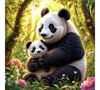 Puzzles 150 Pieces for Adults,25.6x25.6 Inch Jigsaw puzzles for adults Challenging Educational Games Home Decoration Puzzle Theme:Woods Panda Family