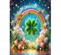 Puzzles 1500 Pieces for Adults,34.3x22.4 inch Jigsaw puzzles for adults Challenging Educational Games Home Decoration Puzzle Theme: Rainbow Flower Lucky Clover