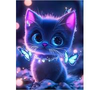 Puzzles 200 Pieces for Adults,13.8x9.8 inch Jigsaw puzzles for adults Challenging Educational Games Home Decoration Puzzle Theme: Fluorescent Butterfly Cat