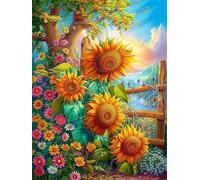 Puzzles 200 Pieces for Adults jigsaw puzzles for adults 200 Piece Educational Challenge Games Decoration puzzle - Sunflower Flowers Landscape