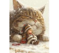 Puzzles 200 Pieces for Adults Winter Cat Girl, Puzzle Games for Adults, Educational Game Decompression, Puzzle for Adult 200 Home Decors Family Challenge Toys for Men Women Elders Seniors