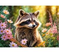 Puzzles 2000 Pieces for Adults,39.4x27.6 inch Jigsaw puzzles for adults Challenging Educational Games Home Decoration Puzzle Theme: Flowers Raccoon