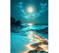 Puzzles 2000 Pieces for Adults,39.4x27.6 inch Jigsaw puzzles for adults Challenging Educational Games Home Decoration Puzzle Theme: Blue Moonlight Beach