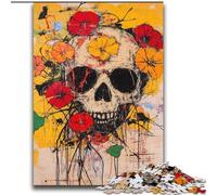 Puzzles 2000 Pieces for Adults Basquiat-style Flowers And Skulls Challenging To Complete But Fun And Humorous with Matching Poster And Trivia Sheet 70x100cm