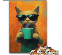 Puzzles 2000 Pieces for Adults Cat Drinking Coffee Educational Family Game Is Ideal As Gifts for The Whole Family for 14+ 70x100cm